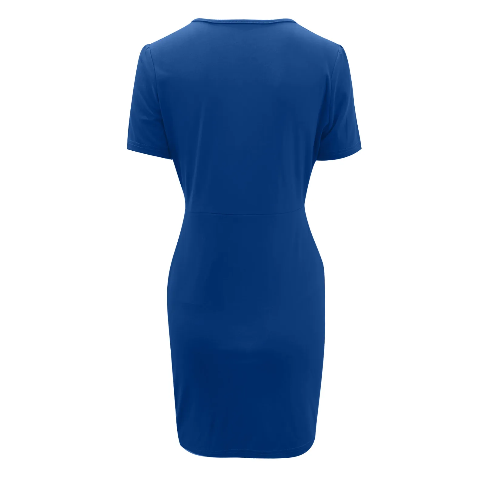 40# Solid Bodycon Dress Women Pocket Summer Dress V-neck Short Sleeve ...
