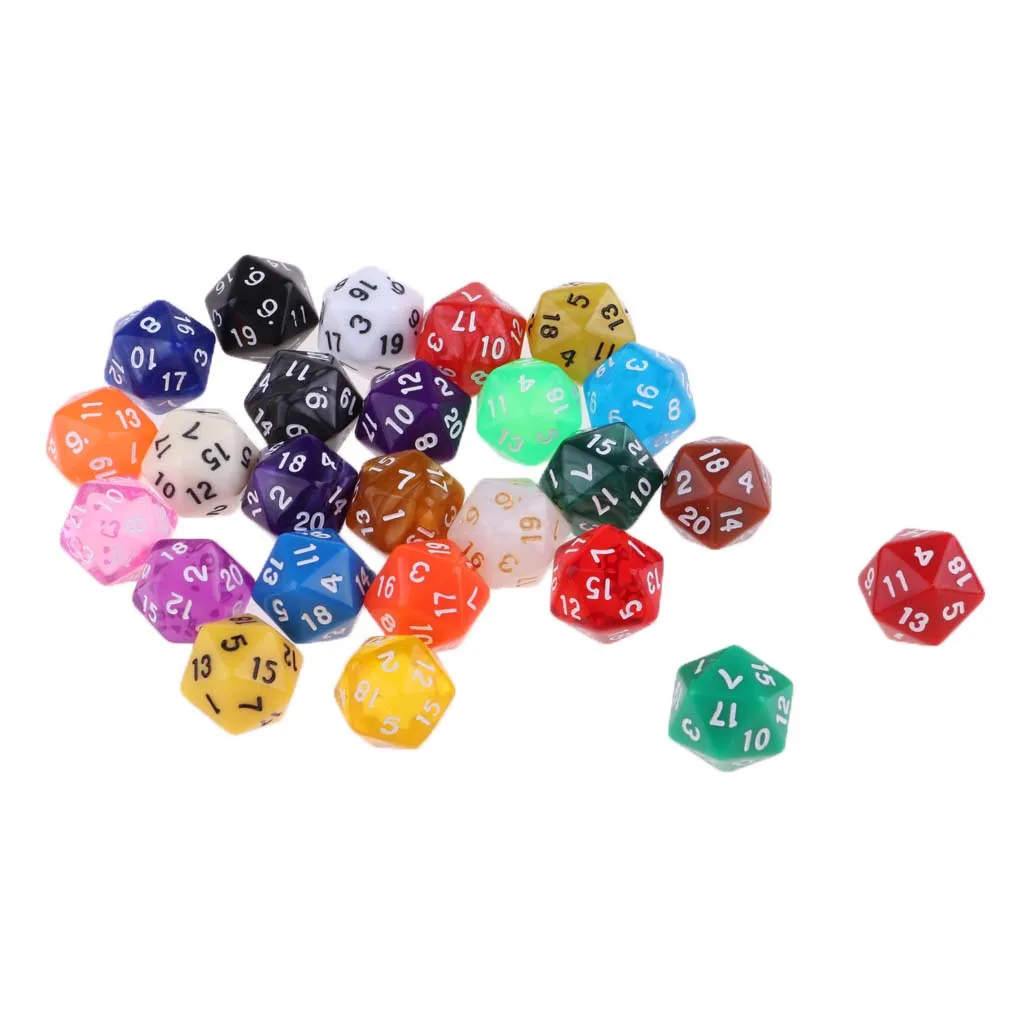 25 Pcs Polyhedral D20 Dice For TRPG Game  Random Color