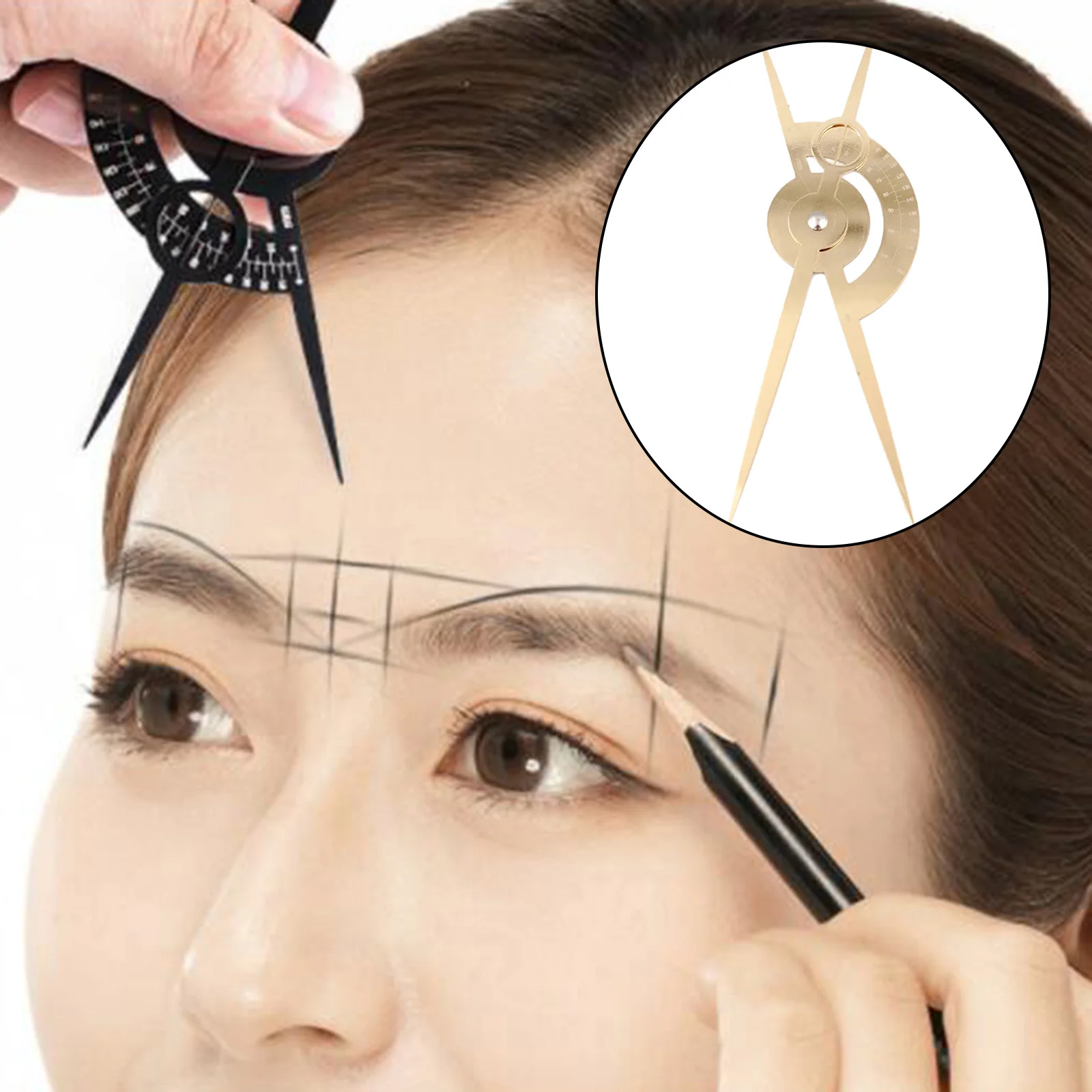Accurate Ratio Caliper Professional Eyebrow Removable Reusable Ruler 3-Point Positioning for Makeup DIY Shaping Tools