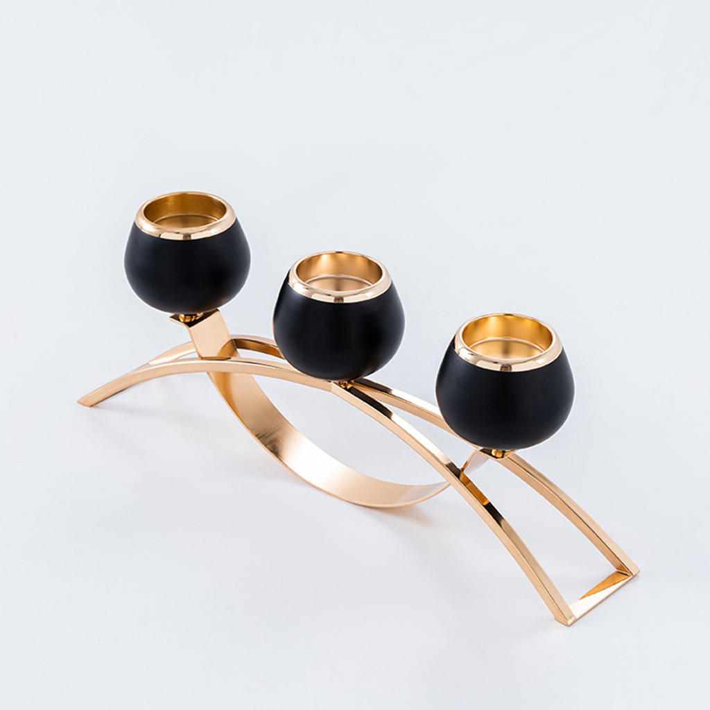 Metal Gold Plated Candle Holder Modern 3-Arms Candelabra For Wedding Prop Candlelight Dinner Hotel Home Decoration