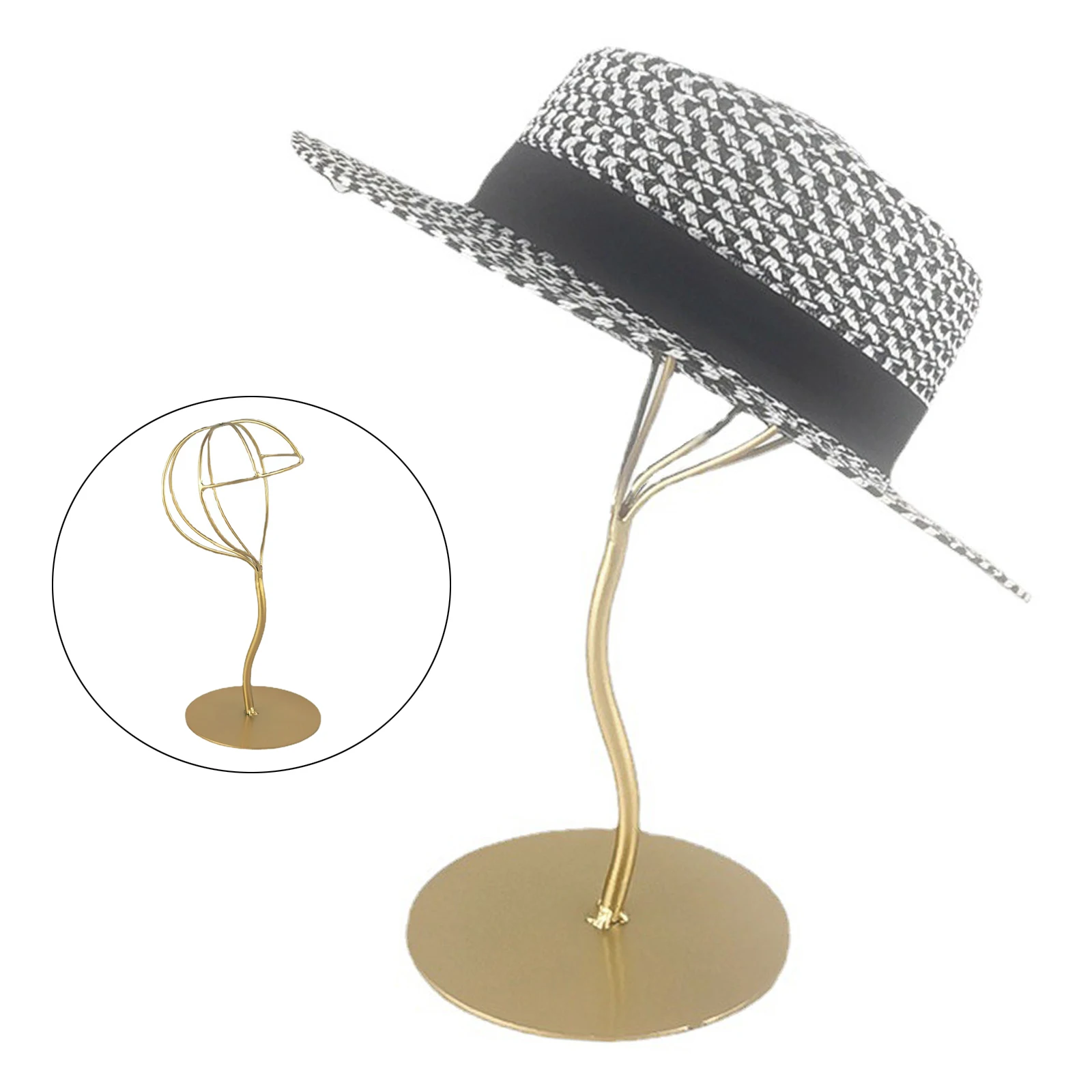 Elegant Stable Durable Metal Hat Holder Decorative Wig Styling Drying Fedora Display Stand Rack Organizer for Shop