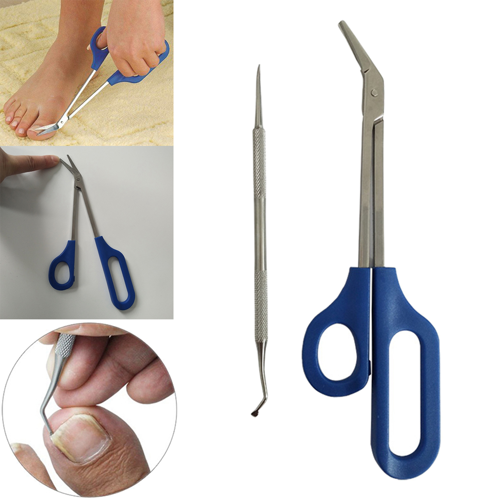 Long Handled Toenail Scissors and Clippers for Thick Nails Set Great for People