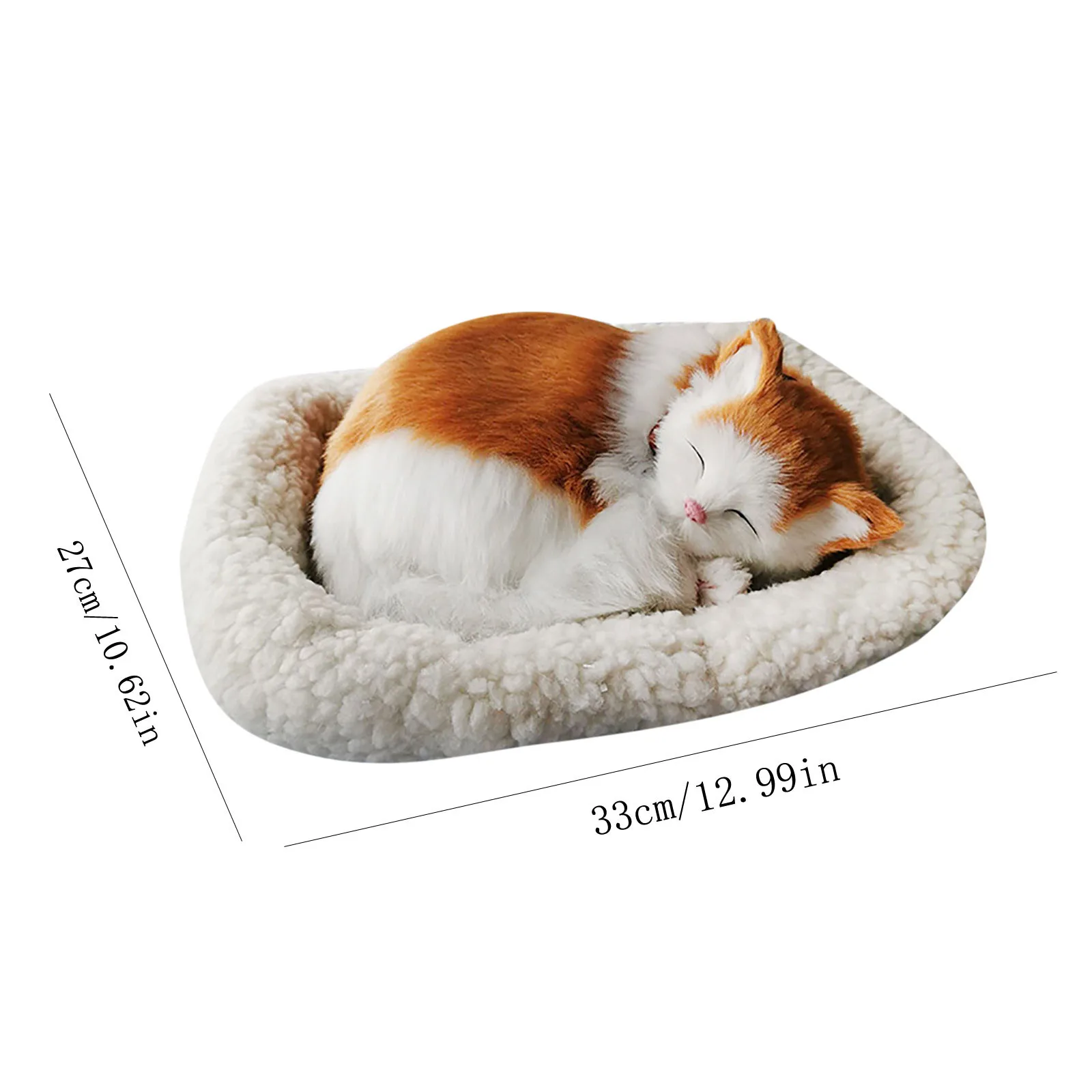 Realistic Sleeping Cat Lifelike Plush Fake Kitten Fur Furry Animal Figurine Toys 