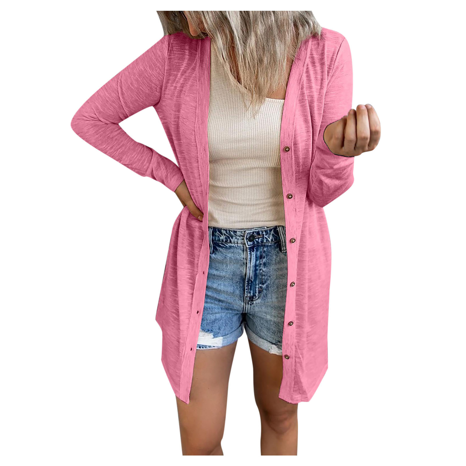 Description Picture 5 of itemFashion Winter Warm Women Solid Color Long Sleeve Open Front Cardigan Casual Loose Lapel Wool Plush Coat Outwear Pull Femme