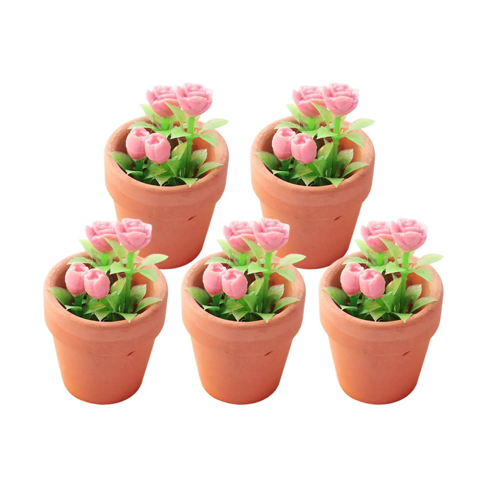 Mini Rose Potted Plants 1:12 Dollhouse Birthday Gifts Plant Potted for Kids Children