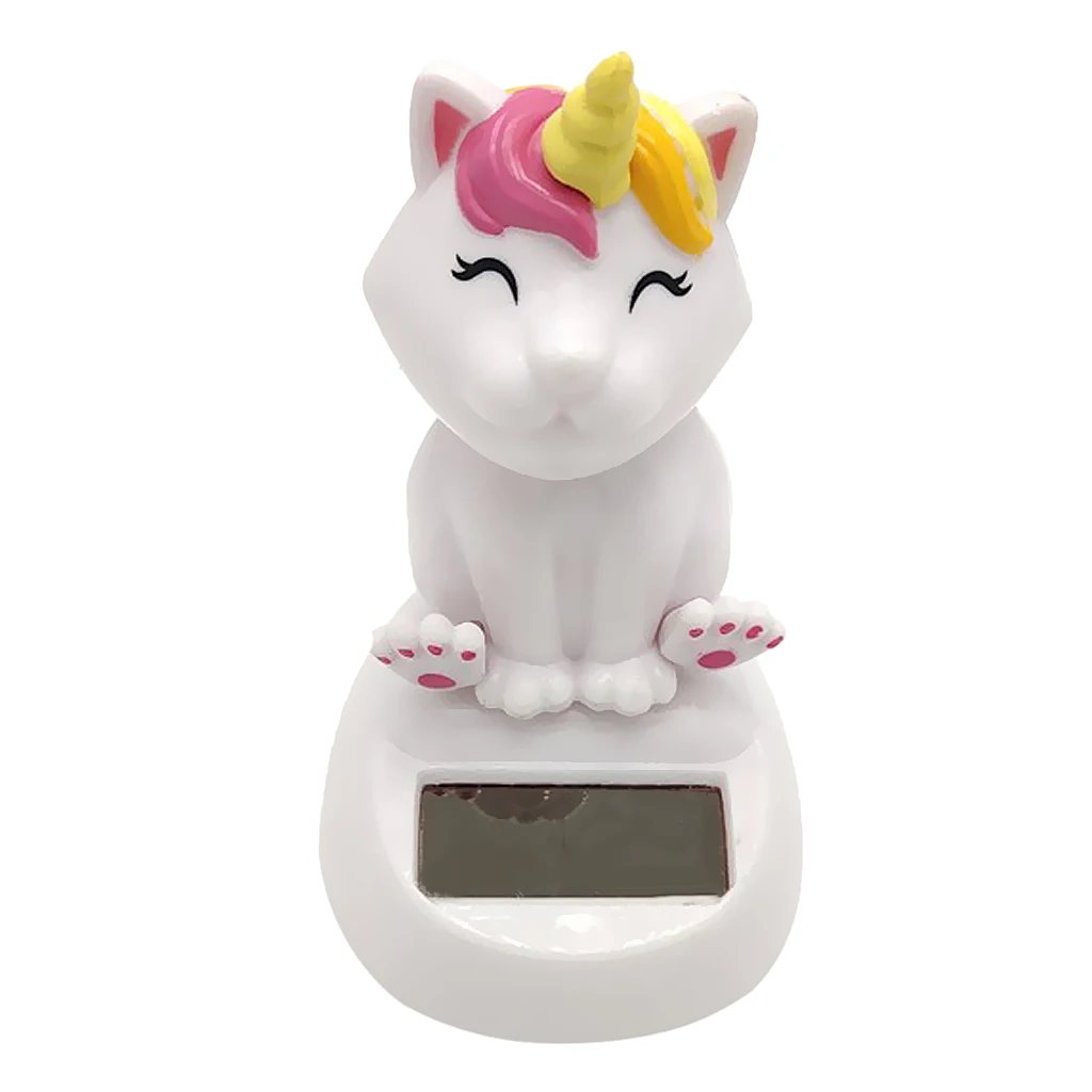 Solar Powered Cute Cat Nodding Head Figure Doll Kids Toy Gift Home Office Car