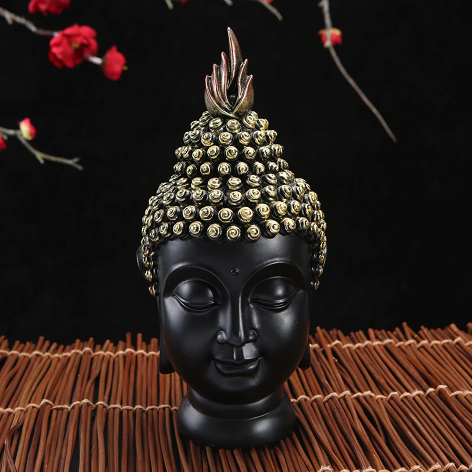 Resin Buddha Head Ornament Home Decor Buddha Figurine Statue 20cm Tall Buddhism Religious Sculpture