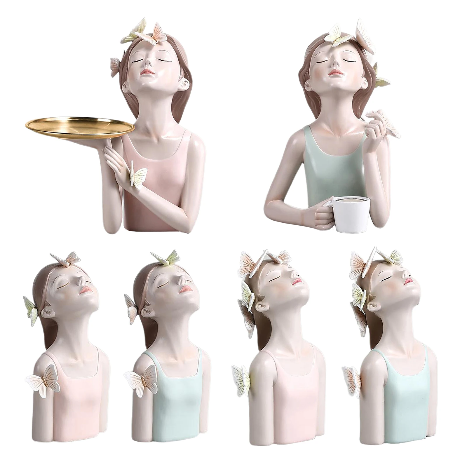 Resin Fairy Style Butterfly Girls Sculpture Statue Collectible Figurines Home