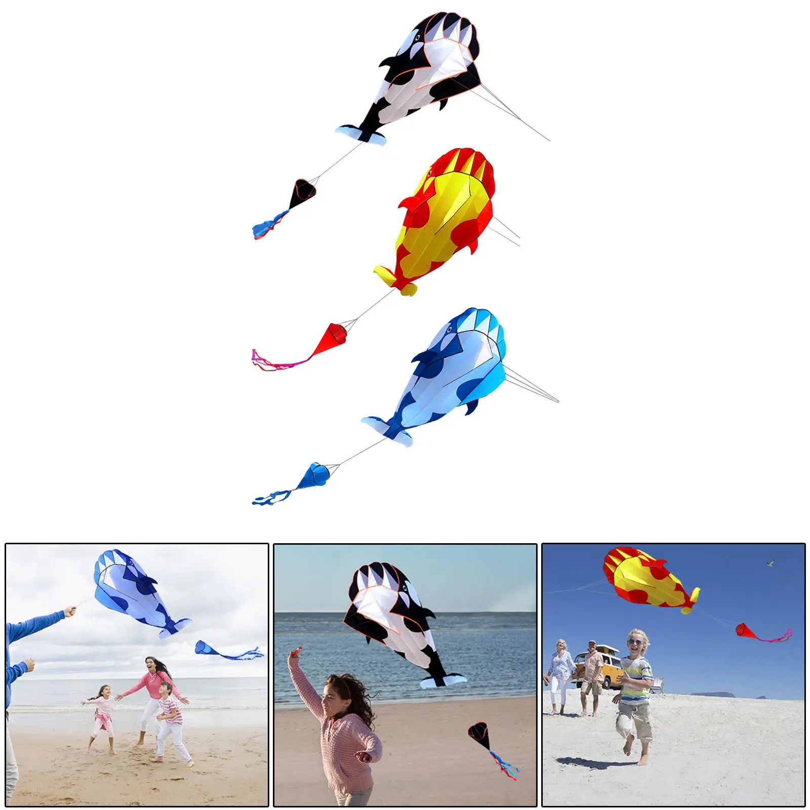 3D Killer Whale Kite Flying Kites Parafoil for Trip Hiking Outdoor Beach Flighting Toys
