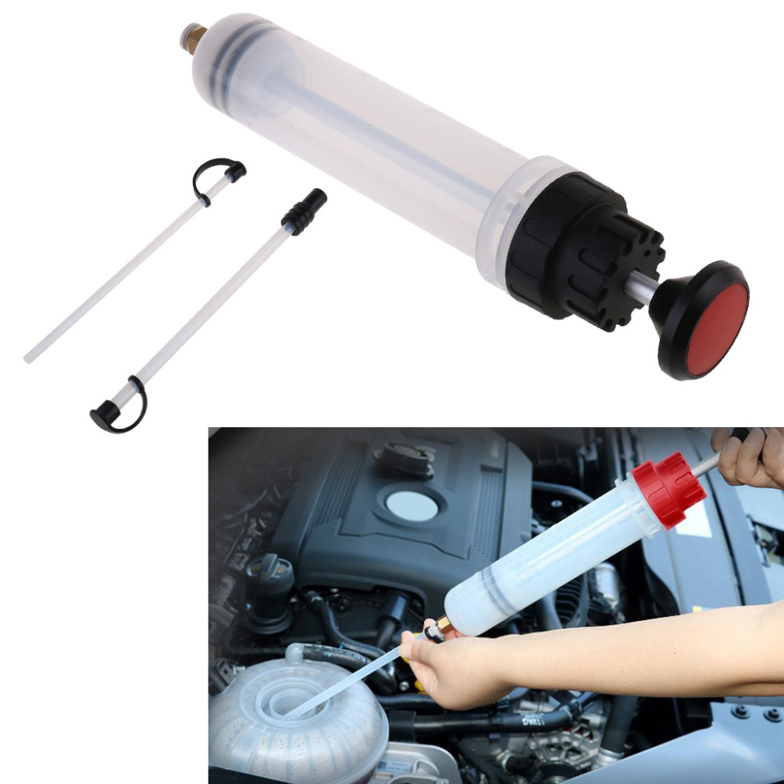 7OZ 200ML Automotive Oil Fluid Extractor Set Filling Syringe Manual Pump