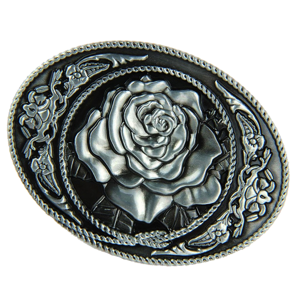 Vintage Rose Flower Pattern Hippie Western Cowboy Belt Buckle for Mens Gifts