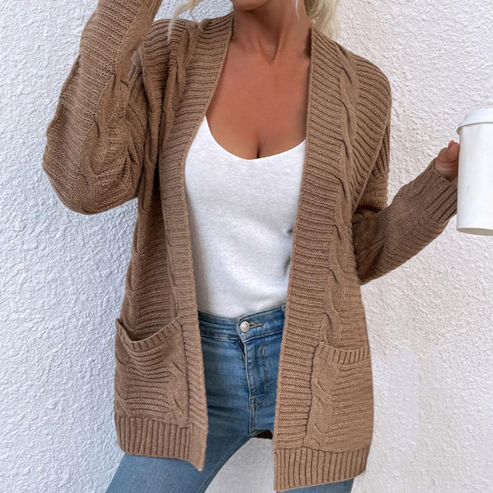 cardigan manches sulfet deux poches pour pull torsadé ouvert manteau en collection automne hiver