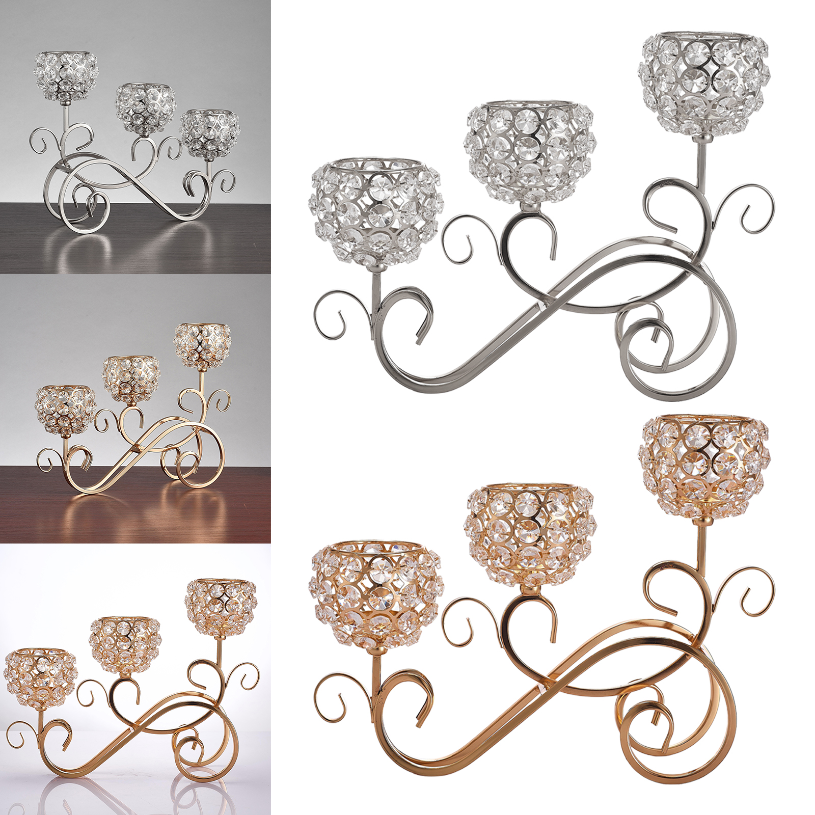 Crystal Candle Holder 3 Arms Candelabra Wedding Table Ornament Candlelight Goblet Candle Holder Home Ornament