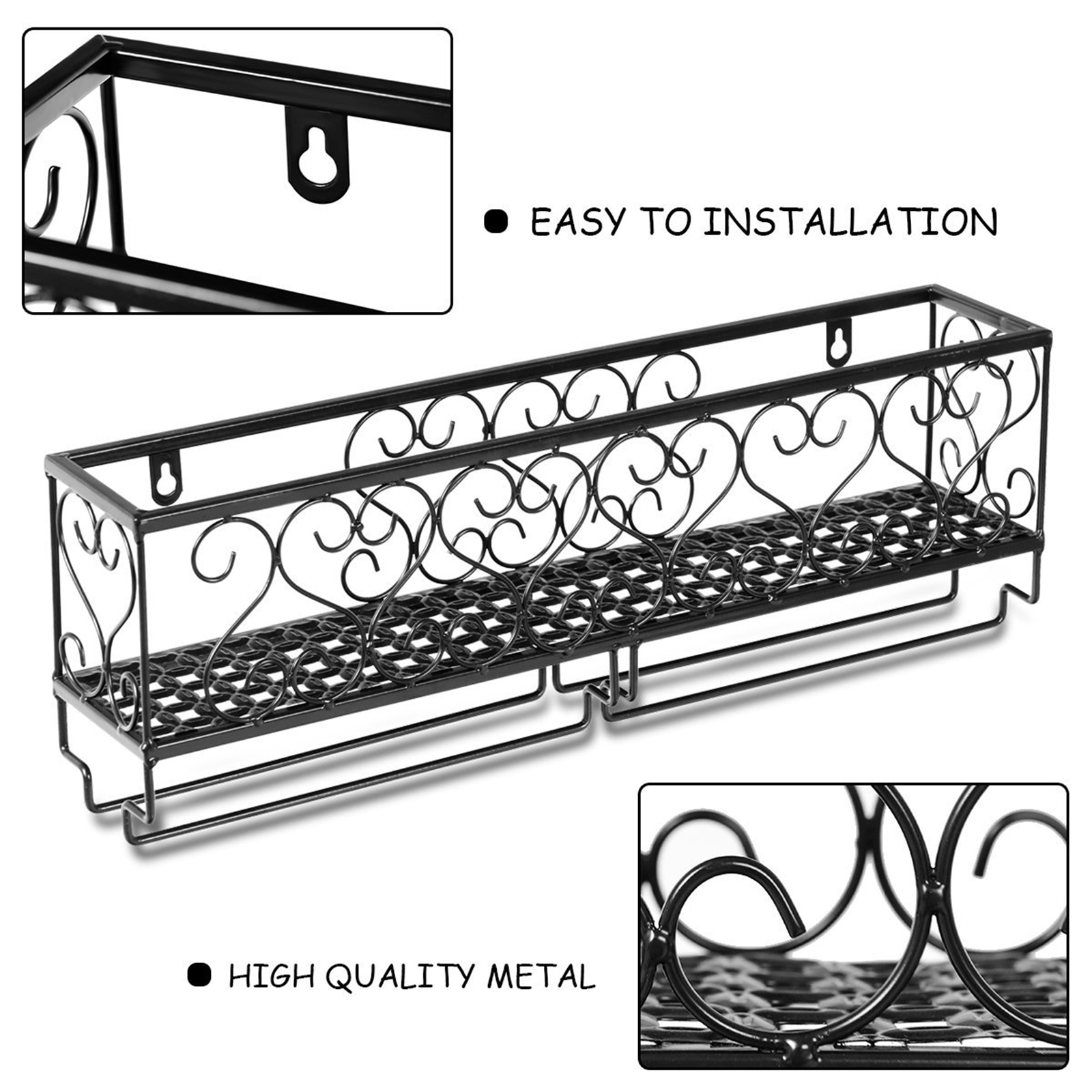 Wine Glass Cup Holder Wall Mount Hanger Steel Wine Rack Shelf Champagne Storage