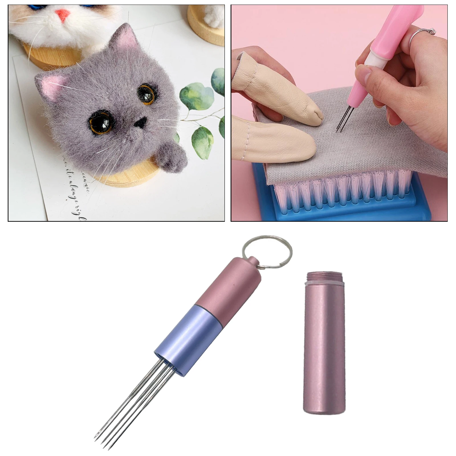 Embroidery Punch NeedleFelting Needle Embroidery Punch Pen with 6 Fine Needles Set Tools Wool Felting Supplies DIY Crafting