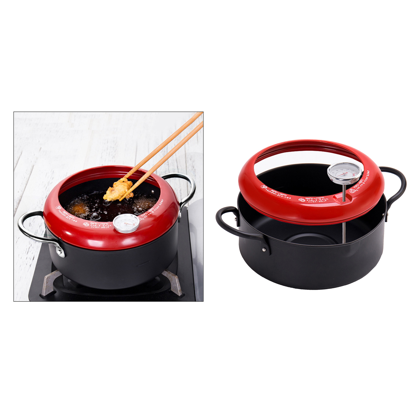 Mini Deep Frying Pot Temperature Controllable Tempura Fryer Pan Stove Top