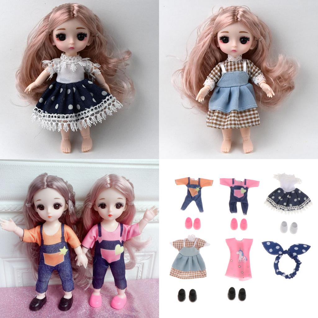 Fashion 16cm Girl Doll Mini Clothes Shoes BJD Party Matching Clothing Accs