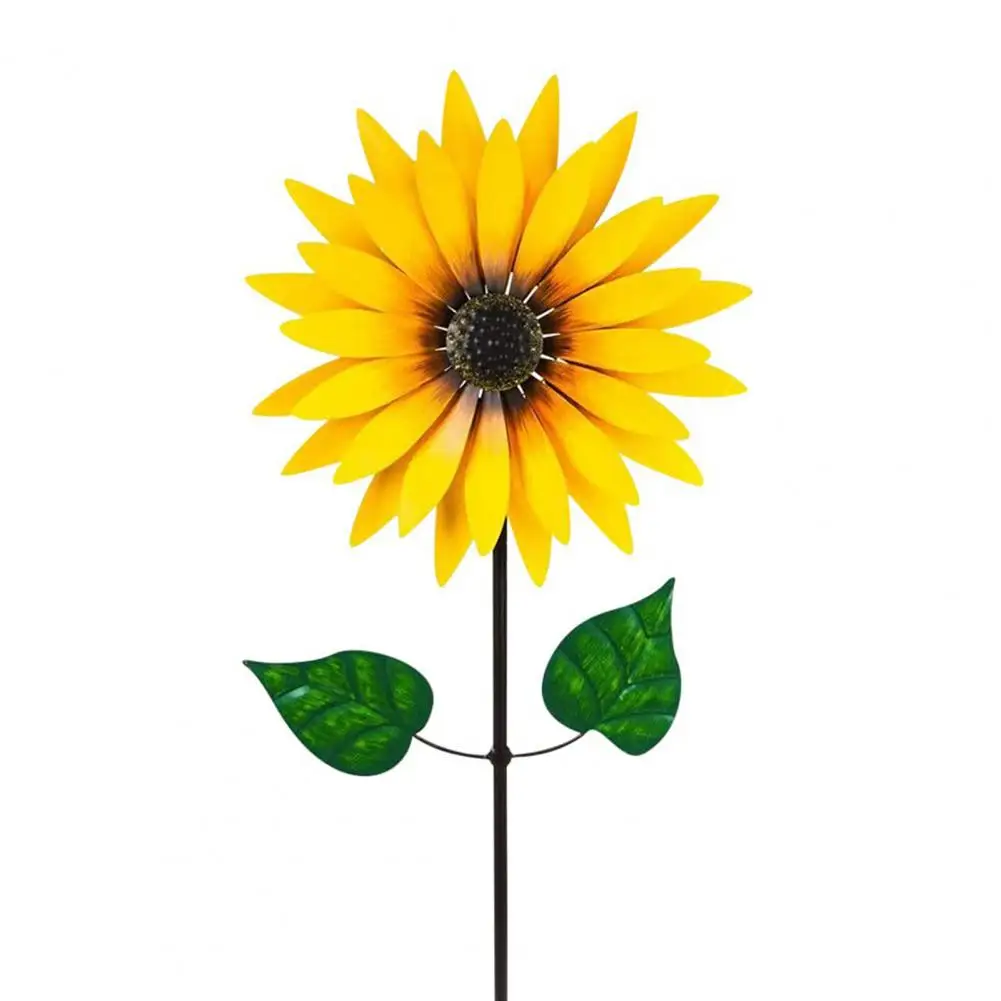 3D Metal Yellow Sunflower Wind Spinner Windmills For Garden Art Outdoor V8B3 