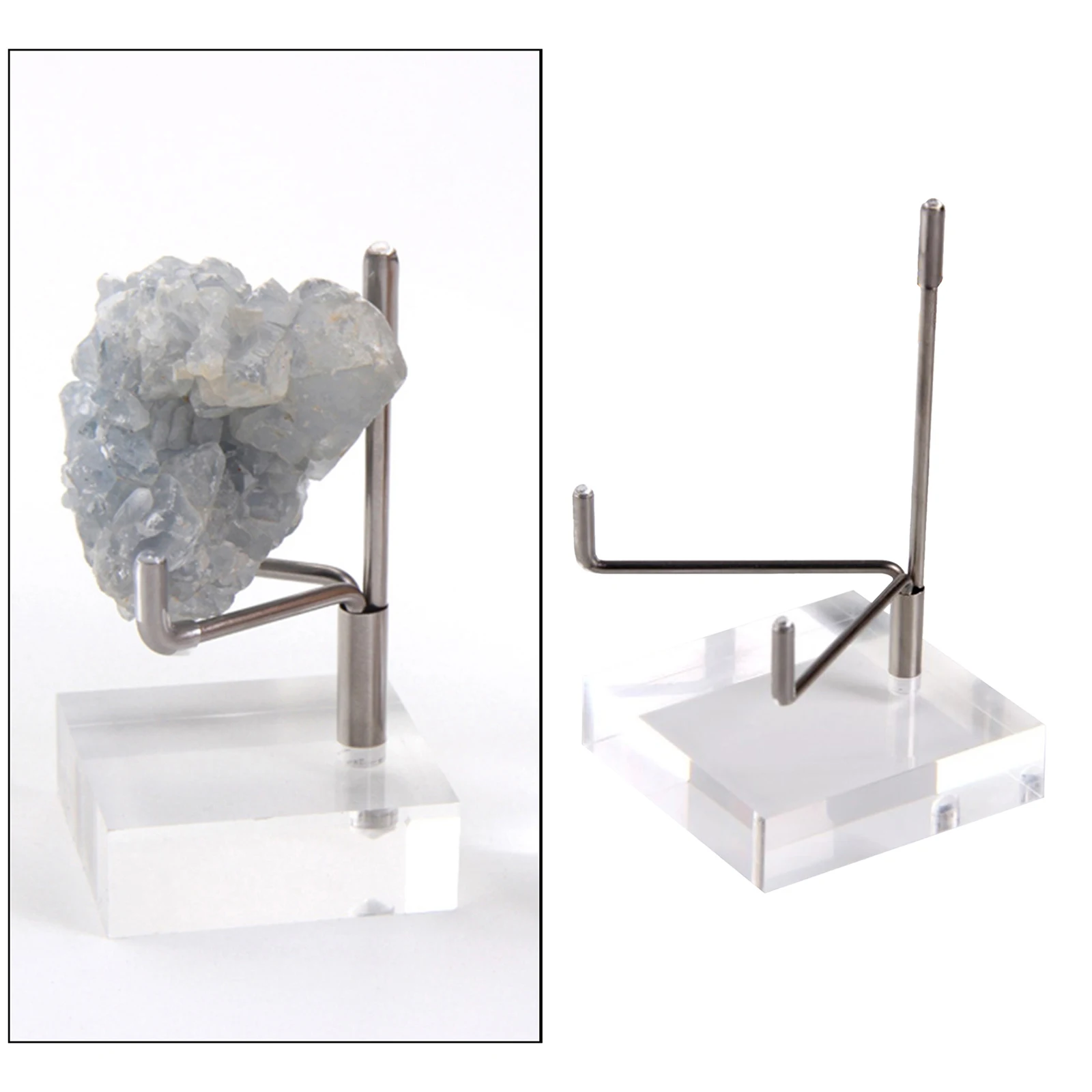 Acrylic Display Stand Metal Arm Holder Suport Square Base for Fossils Minerals Rocks Crystal Ball Collectibles Home Office Decor