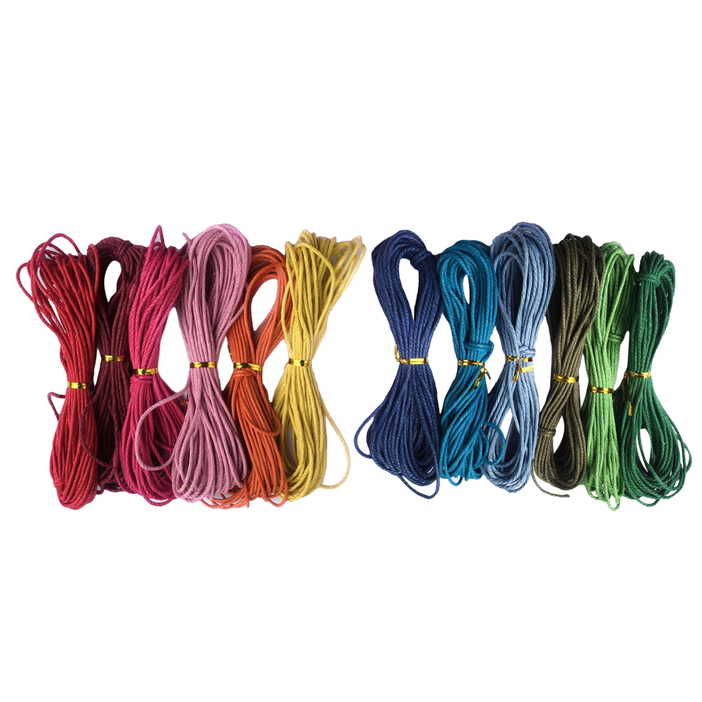 12pcs 2mm Twist Waxed Cotton Cord Beading Jewelry Making Crafting String Rope