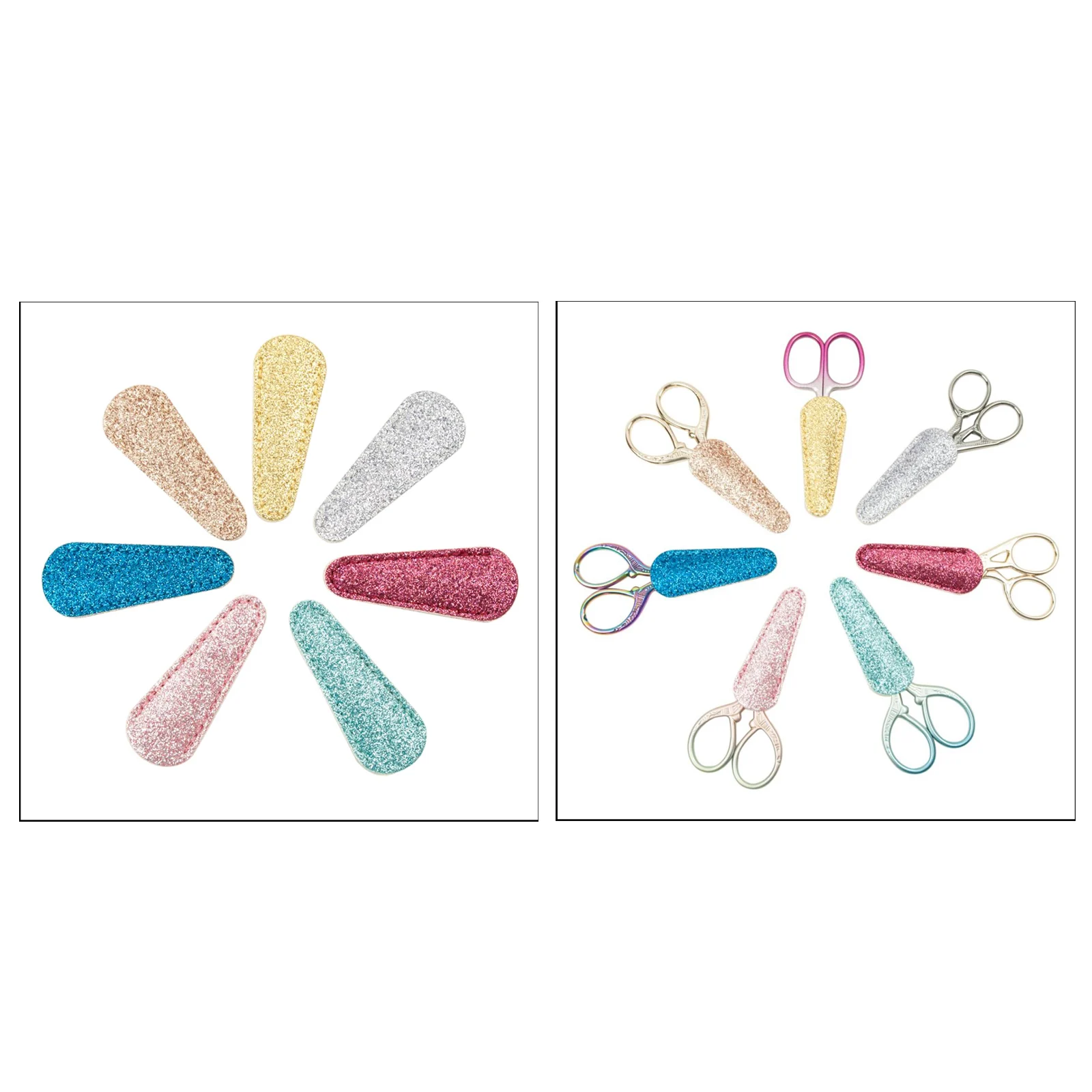 7 Pcs Leather Sewing Needlework Scissors Sheaths Anti-Hurt Embroidery Scissors Protector Cover Bags
