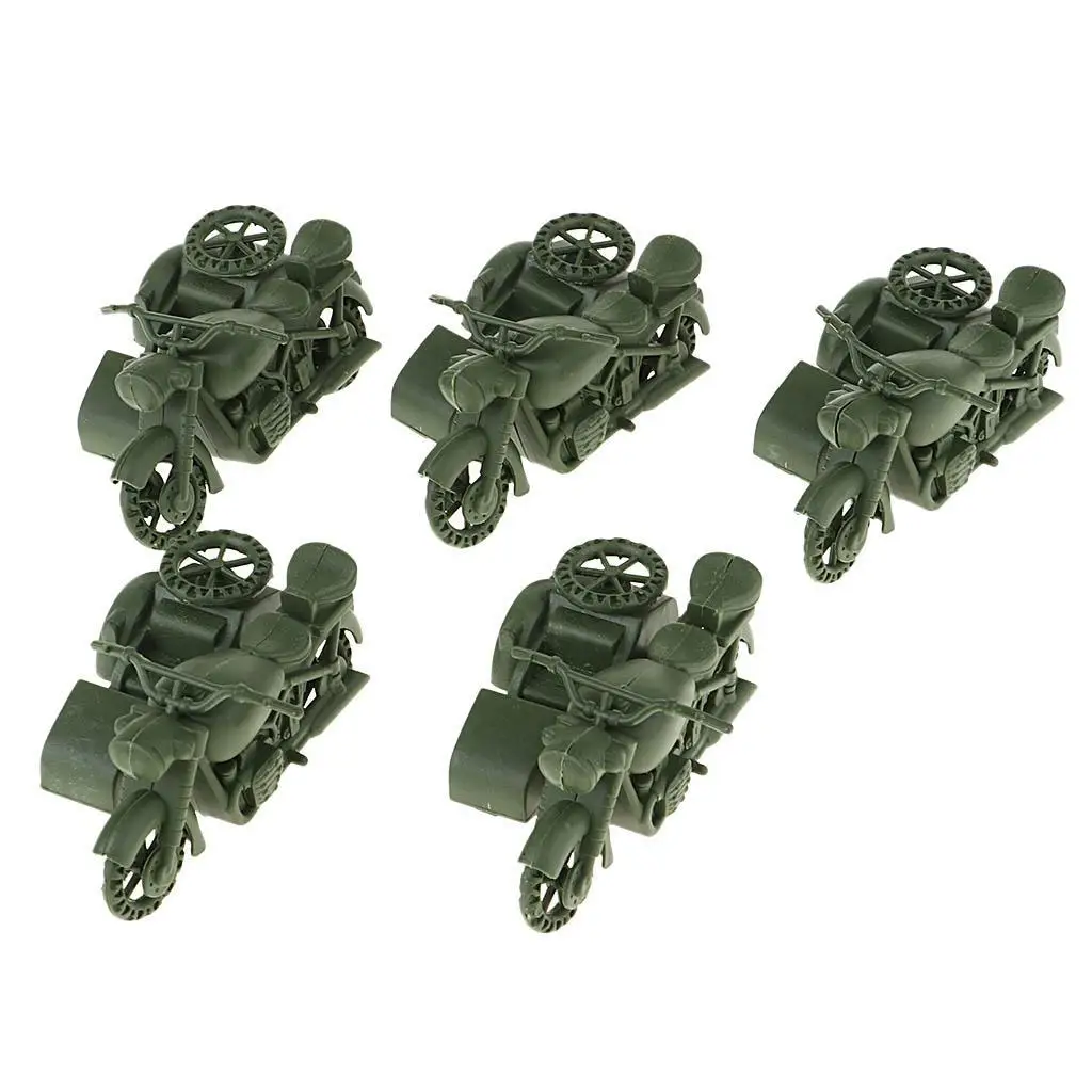 5-Piece WWII German Armed Forces Motorcycle Model Kit, Game Table Ornaments