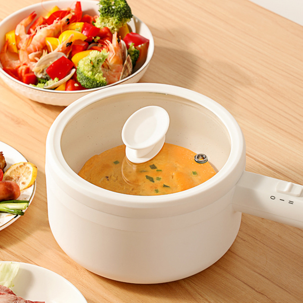 Electric Hot Pot,Non-Stick Pan  Noodles Cooker 1.5L Mini Pot for Steak