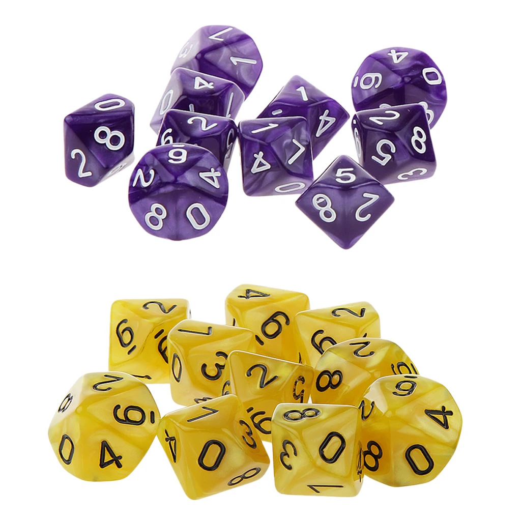 20x 22mm Ten Sided Dice D10 for Playing Dungeons D&D TRPG Roleplay Game Toys Party Gambling Dices Game Digital Dices