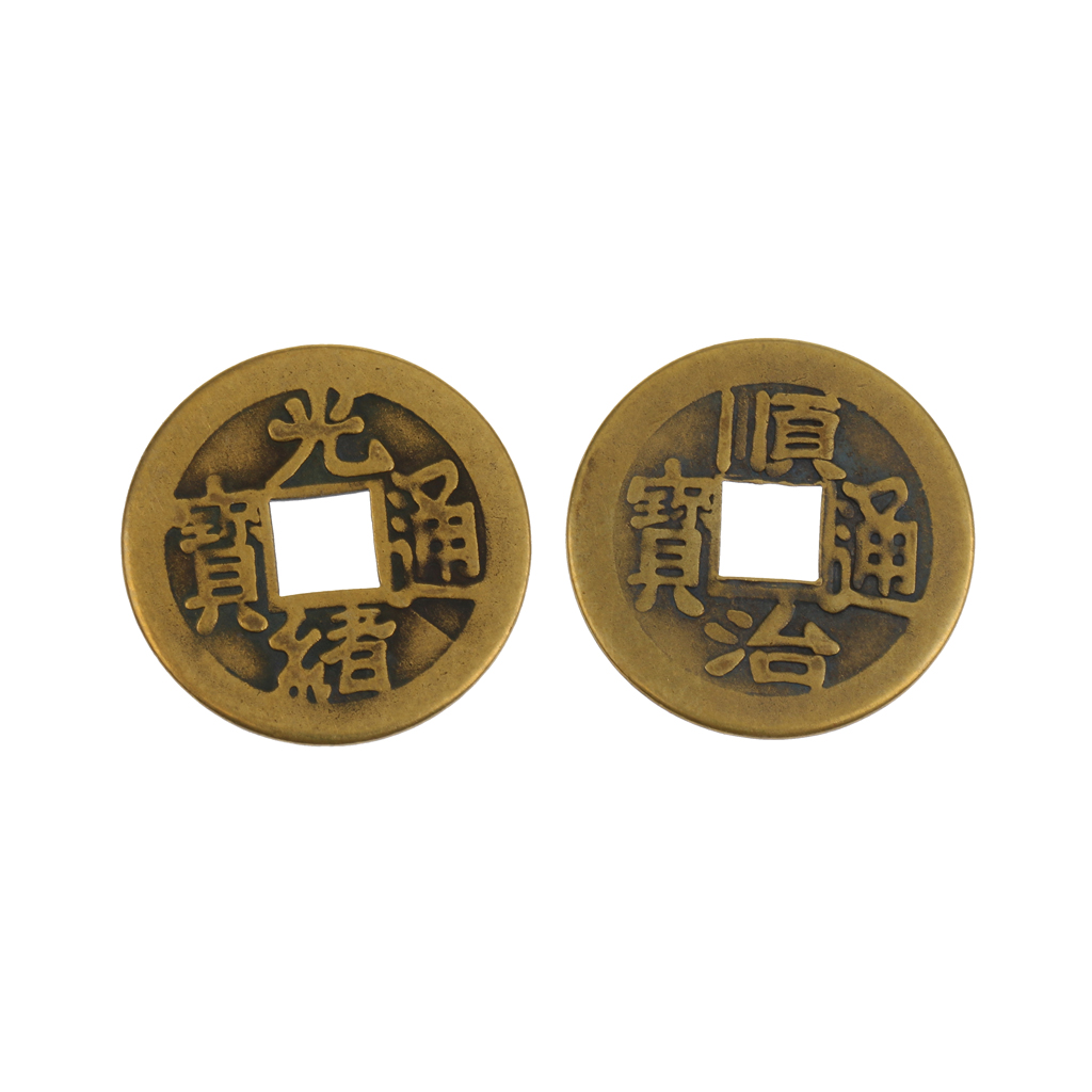 Brass Feng Shui Coins Chinese I Ching Lucky Coins 2.3cm/0.9'' for Wealth Prosperity 10Pieces/Set