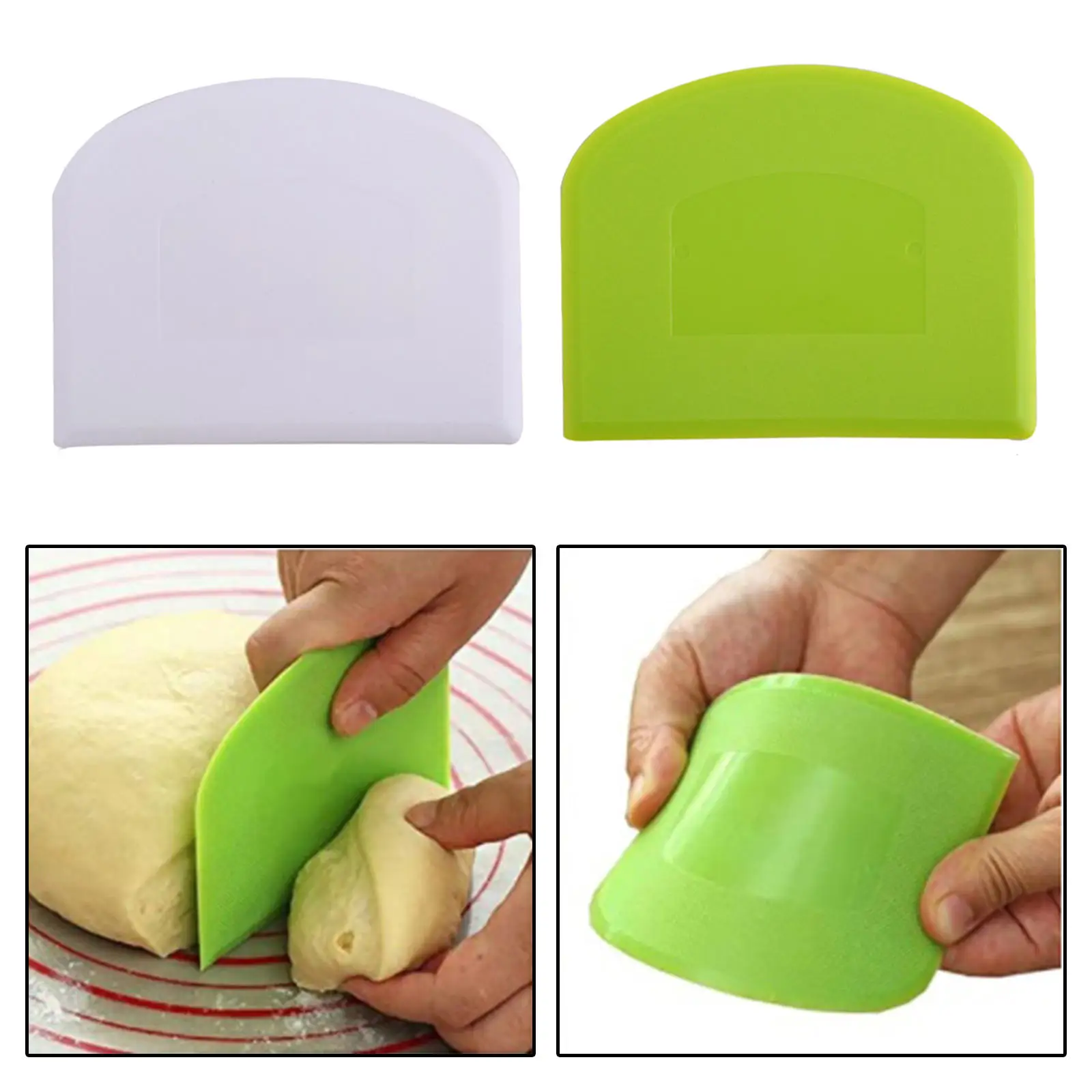 2 Pieces Dough Scraper Bowl Scraper Food-Safe Plastic Dough Cutter Flexible Plastic Scraper Practical Bench Scraper