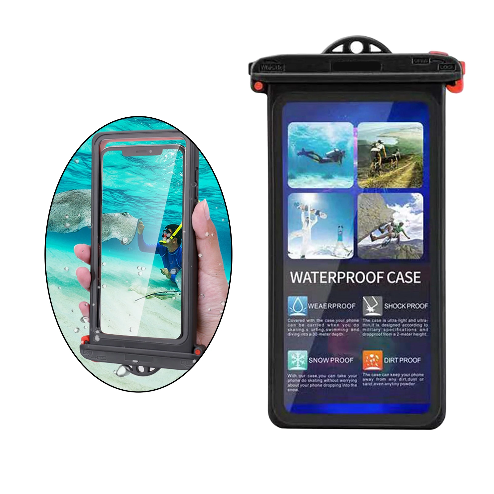 Waterproof Mobile phone bag Swimming Diving Phone Case Holder Underwater Seal Snowproof Touchscreen Below 6.9inch