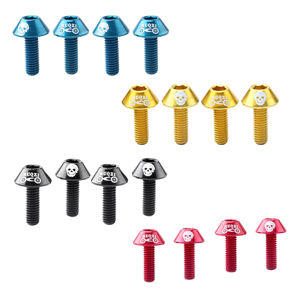Pack of 4 Aluminum Alloy 15mm M6 Screws for MTB Mountain Bike Bicycle Cycling Bottle Cage Holder Handlebar Colorful Screws