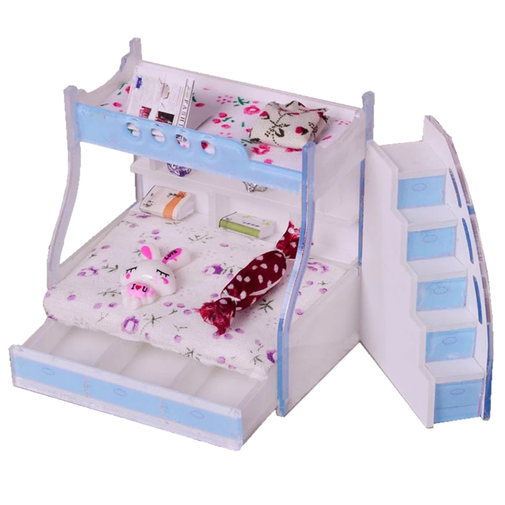 1/12 Bunk Bed Dollhouse Furniture Bunk Bed Double Bedroom Accessory # 3