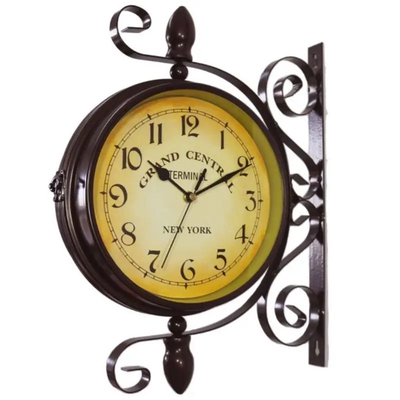 New European Style Vintage Clock Innovative Fashionable Double Sided Wall Clock