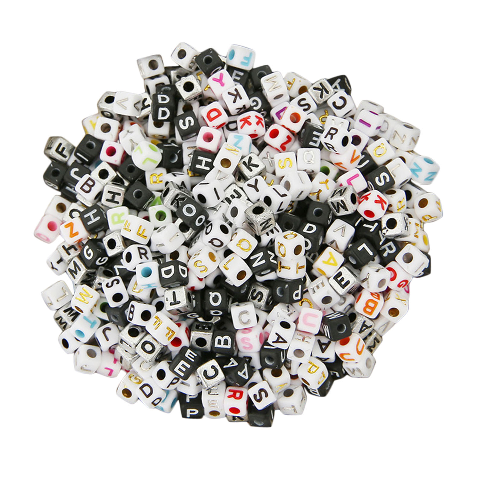 1200 Pieces 5mm Cube Plastic A-Z Alphabet Letters Beads Mixed DIY, Each Letter Included