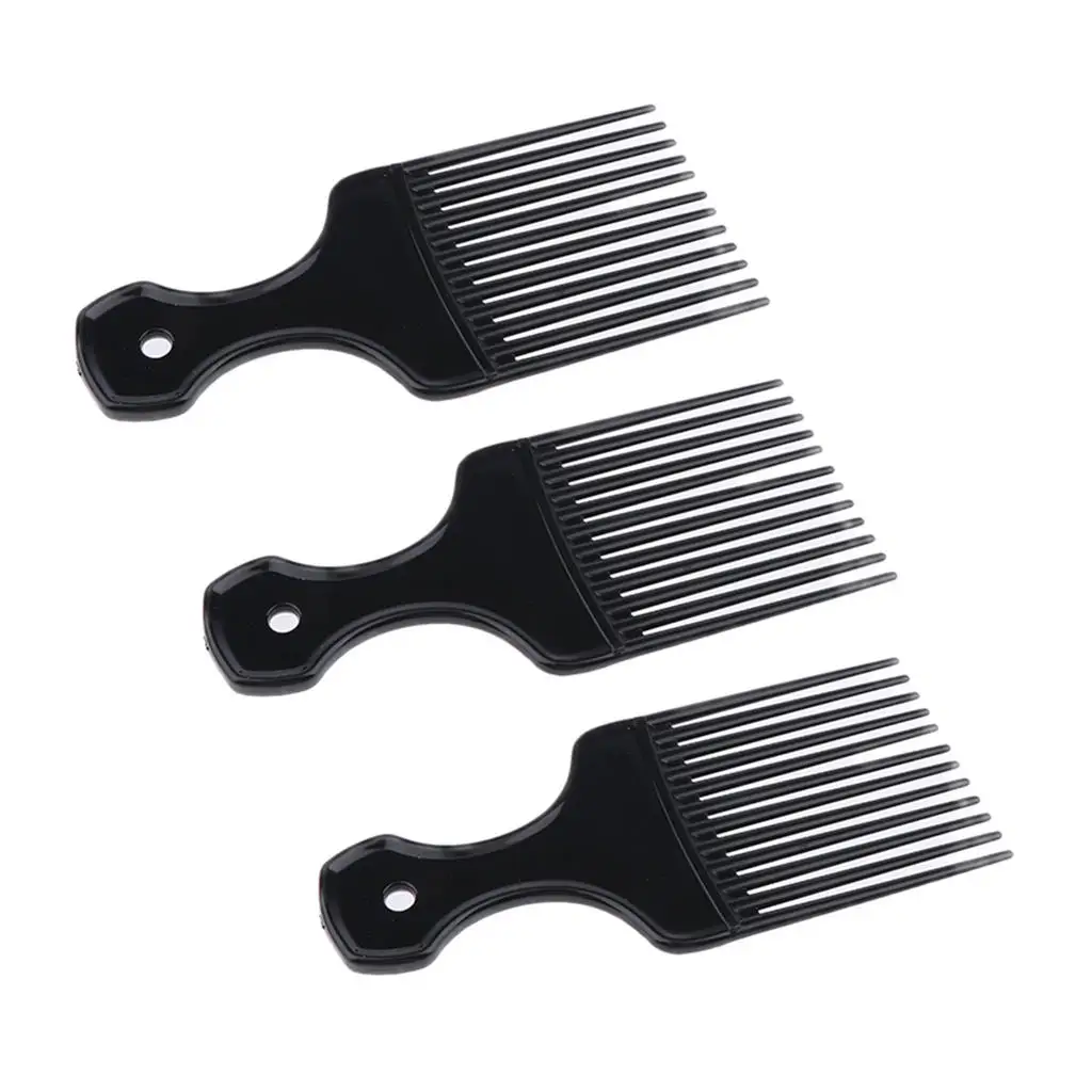 Portable Afro Hair Pick Comb for Curly Hair - 4 Colors - 3 Pieces