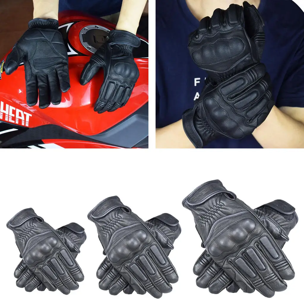 Touch Screen Leather Motorcycle Full Finger Gloves Motorbike Racing Moto