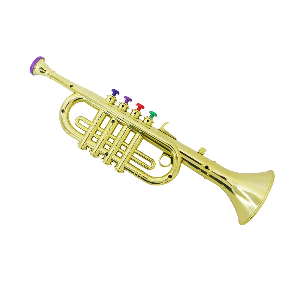 Tooyful Kids Plastic Trumpet Horn Wind Instrument with 3 Colored Keys for Boys Girls Children Toys Gift