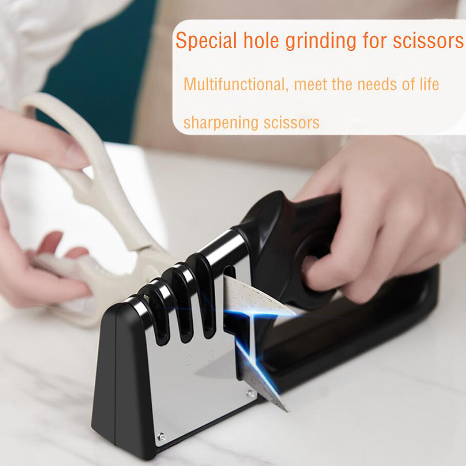 4IN1 Knife Sharpener Diamond Coated Fine Rod Knife Scissors Sharpening Stone
