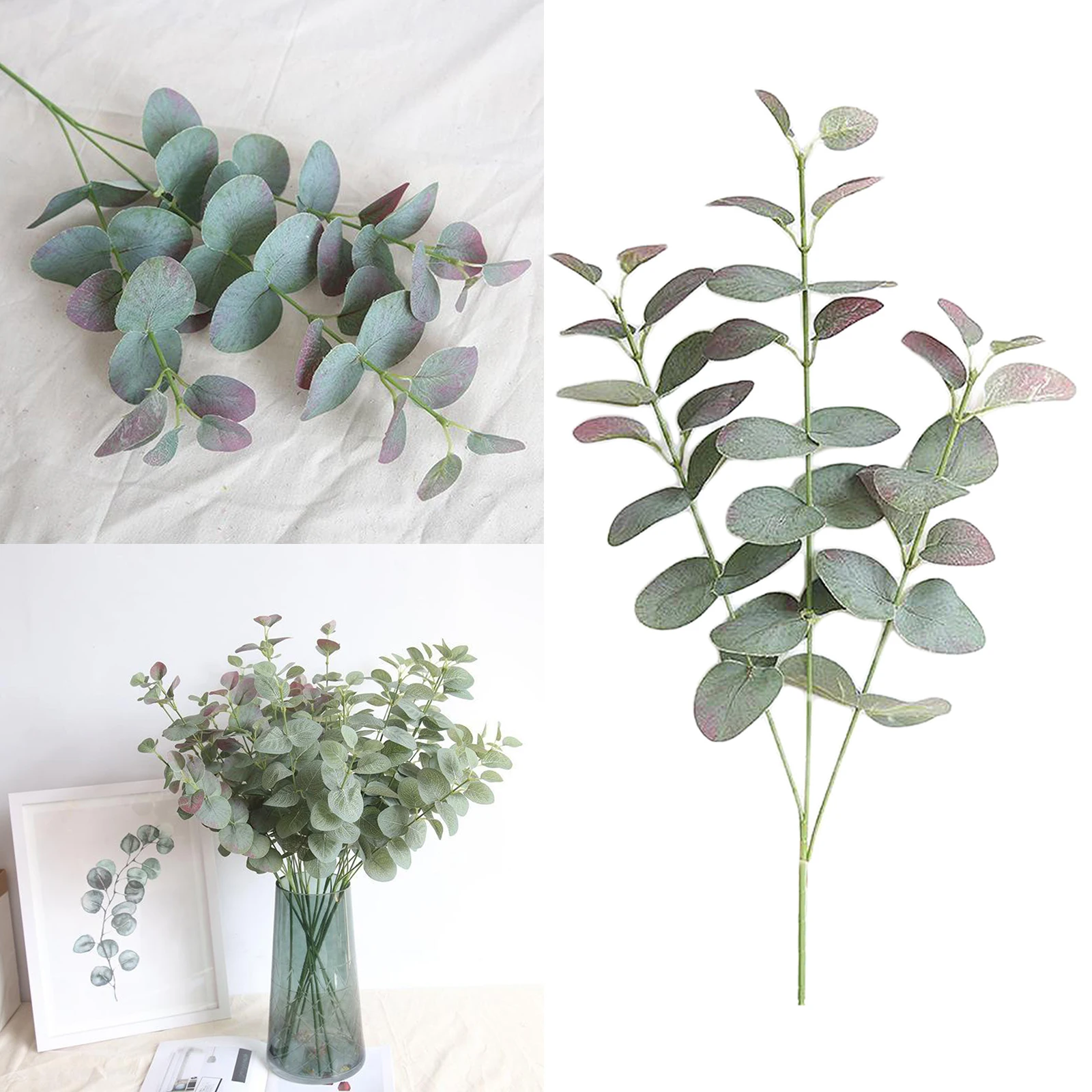 Artificial Plants Eucalyptus Leaf Plastic Green Leaves Fake Flower Plant Wedding Home Decoration Table Decors