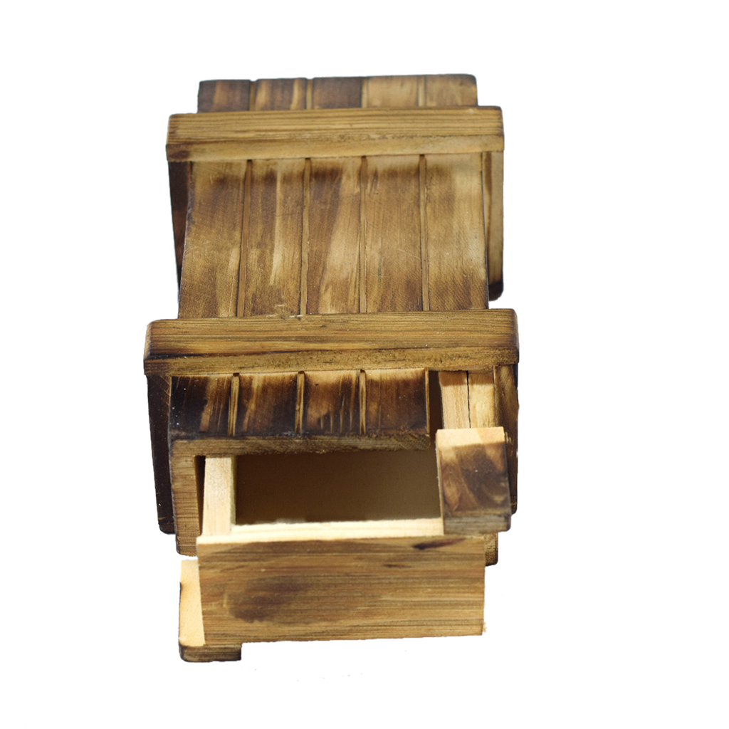 Open Magic Box- Kongming Lock with Easy Design Classic Wooden Puzzle Toy for Kids Gift Recreational Fun