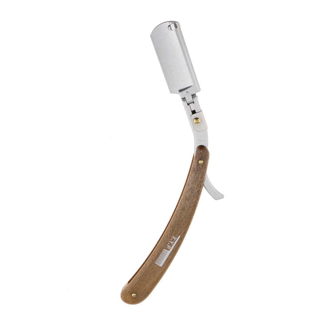 Folding Alloy Wooden Handle Barber Men's Straight Cut Throat Shaving Razors