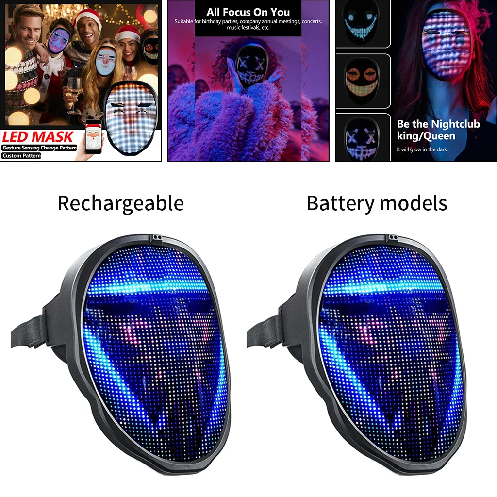 1pc LED Purge  Glow Light Up Party Scary Costume Clubbing Music Event Accessories with Bluetooth Control App