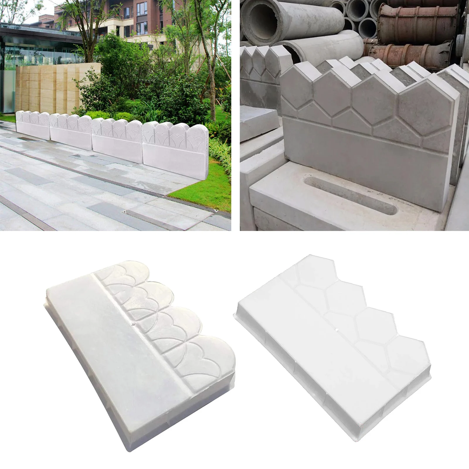 Concrete Mold Plaster Cement Garden Fence Decor DIY Flower Bed Paving Mould Reusable