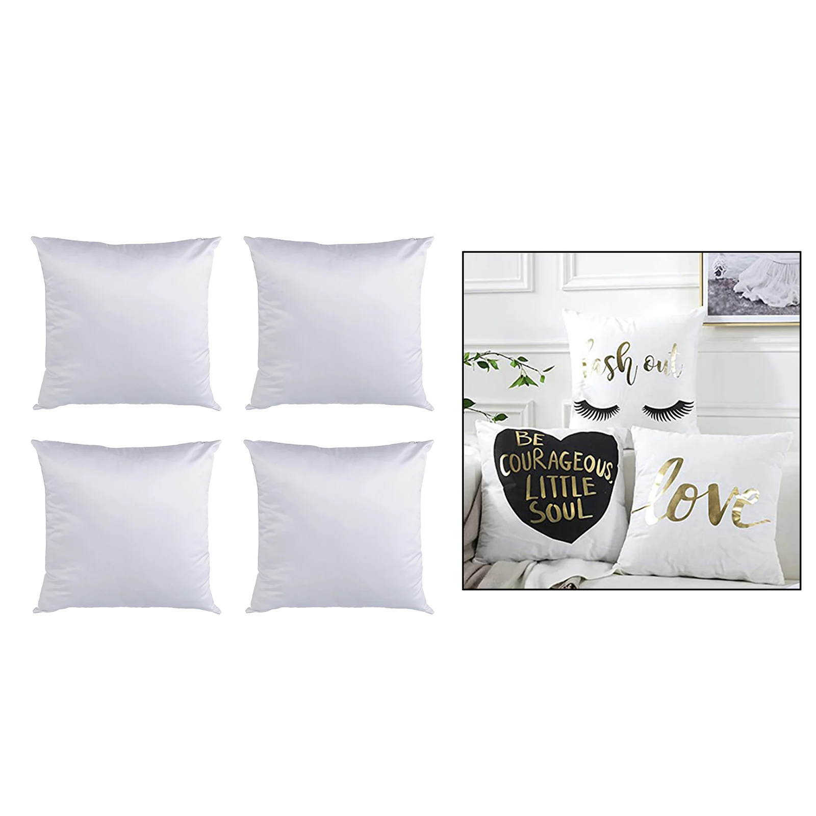 4Pack Plain White Sublimation Blank Pillow Case Fashion DIY Gift Heat Press Printing Transfer Pillowcase
