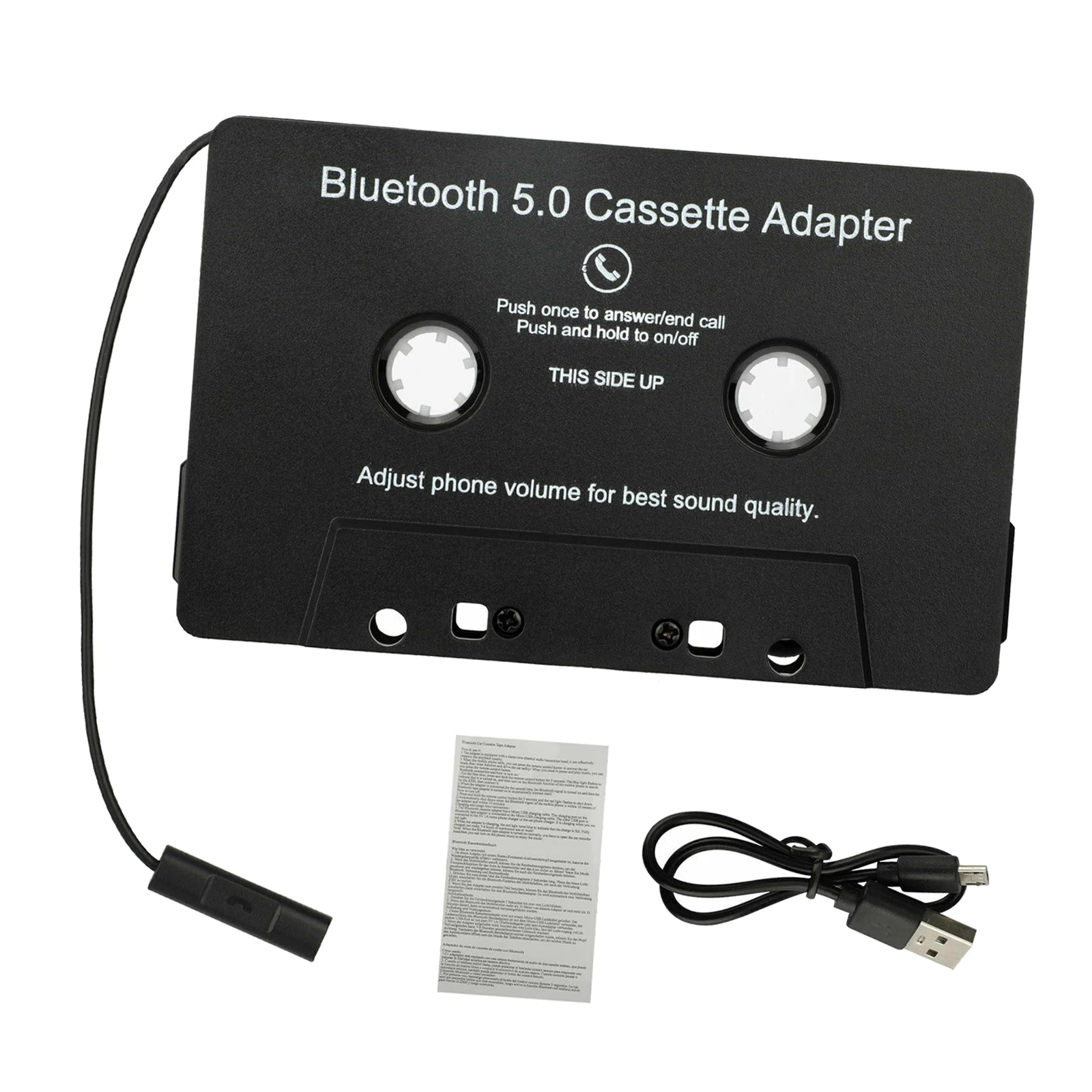 Universal Bluetooth Cassette to Aux Adapter with Stereo Audio Premium with Built-in Battery Smartphone Cassette Adapter