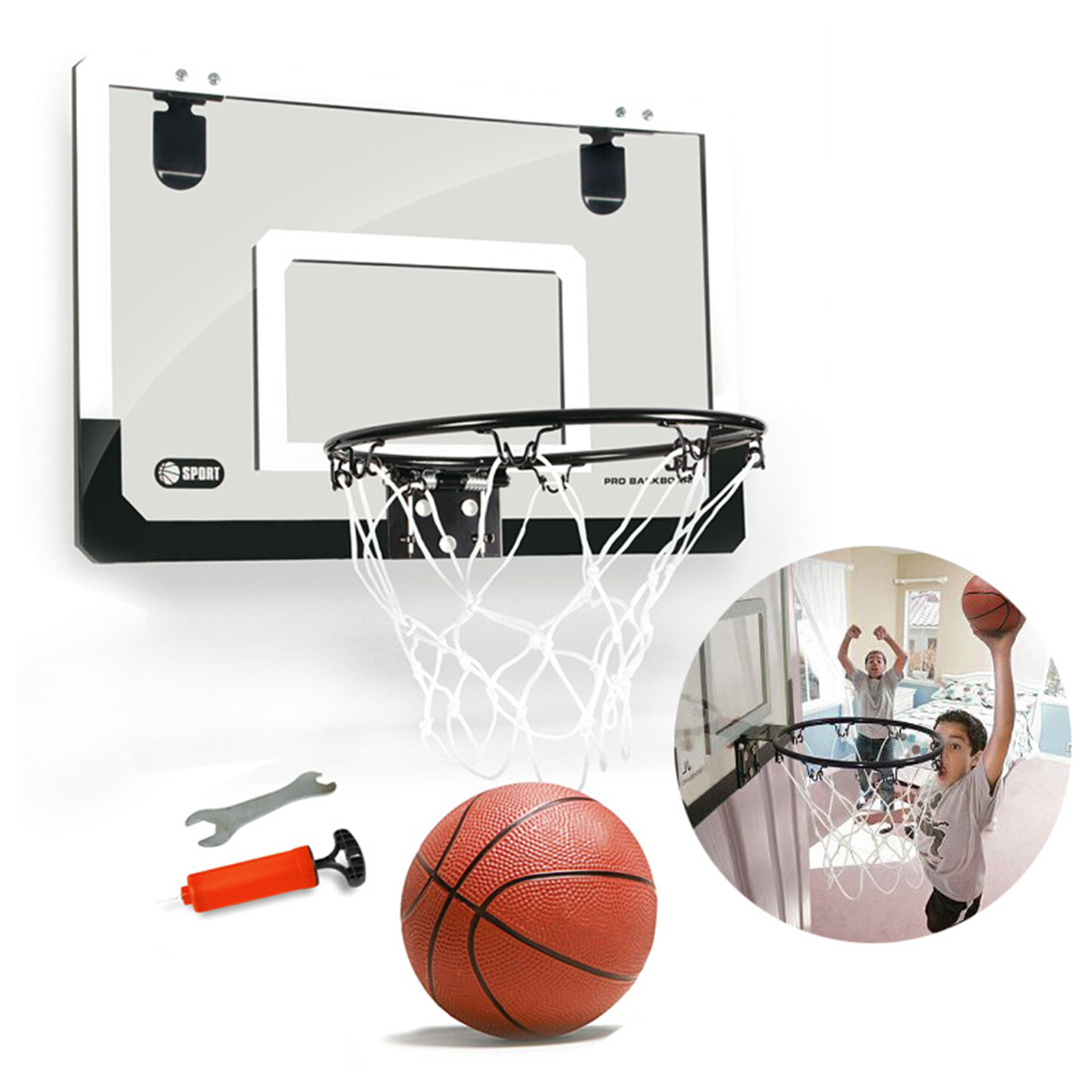 Portable Funny Mini Basketball Hoop with Balls Toys Kit Over The Door Indoor Garden Home Sports Activities Toy for Kids Adults