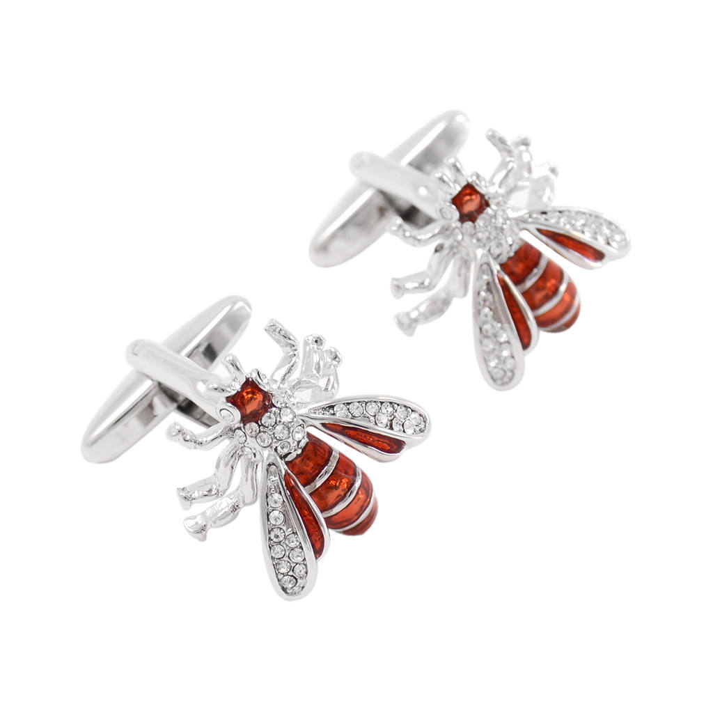 Crystal Bee Copper Wedding Formal Wear Fashion Insect Cufflinks For Men