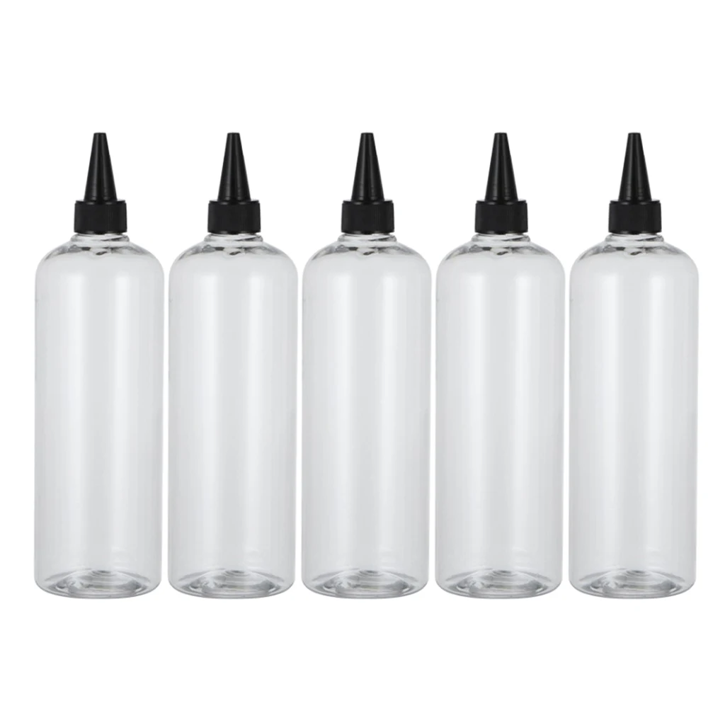 5pcs 500ml Hair Dye Applicator Refillable Clear Shampoo Cream Bottles Containers