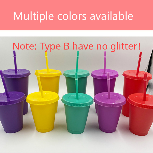 Straw Cup Glitter Cup Colorful Coffee Juice Straw Mug Simple Cute Net Red  Plastic Bottom Portable Cup Outdoor Supplies 2023 - AliExpress